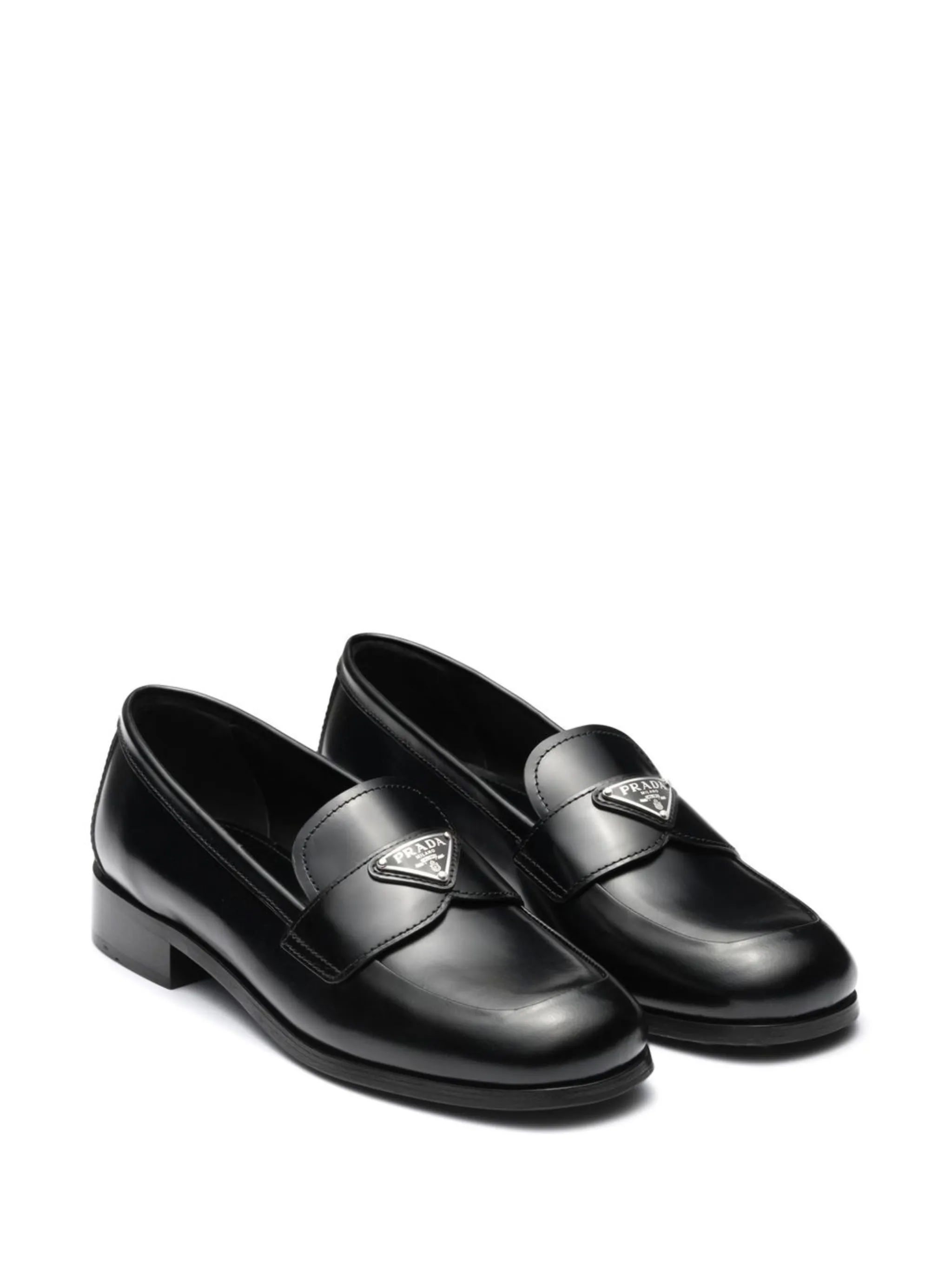 Prada logo-plaque leather loafers