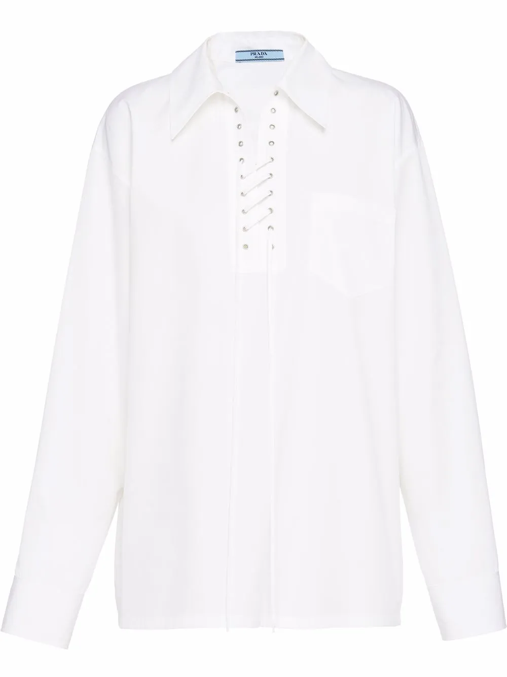 

Prada camisa de vestir con detalle de cordón - Blanco