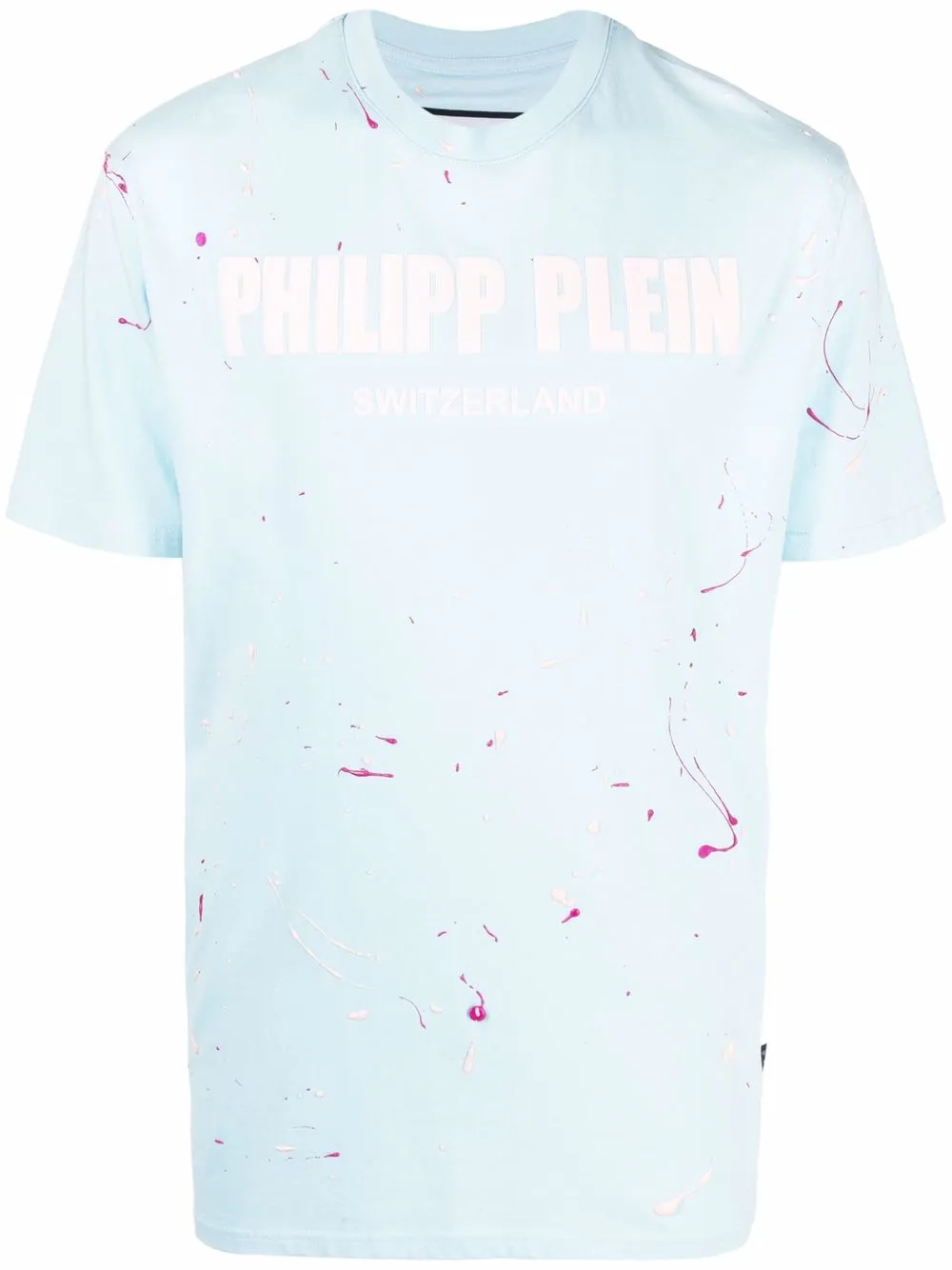 

Philipp Plein playera con efecto pintado a mano - Azul