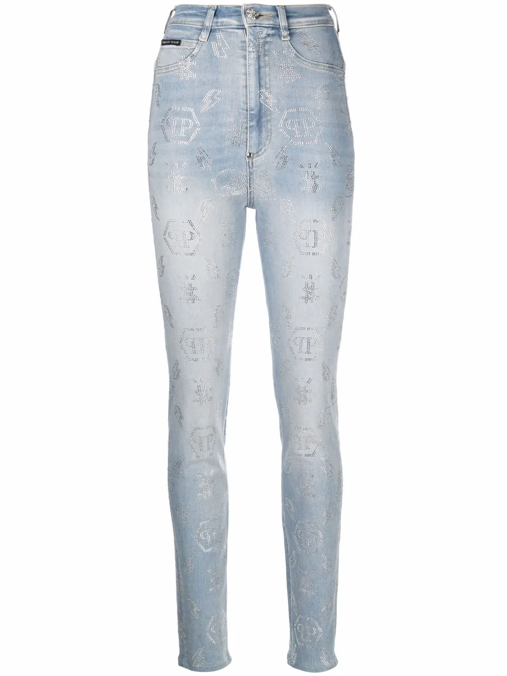 

Philipp Plein leggins de mezclilla con tiro alto - Azul