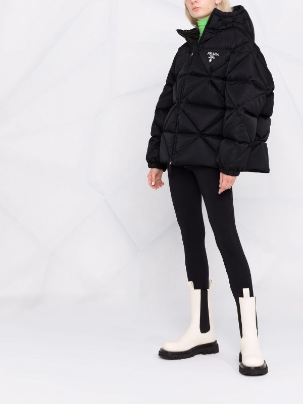 Lacoste Black Nylon Quilted Duffle  Parka Coat