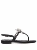 Philipp Plein crystal-skull leather sandals - Black
