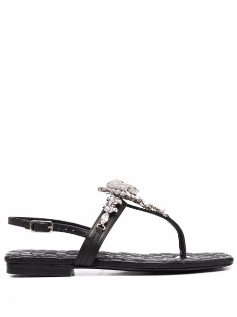 Philipp Plein crystal-skull leather sandals Women