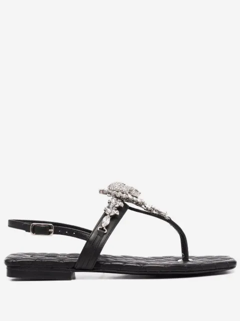 Philipp Plein crystal-skull leather sandals 