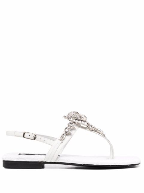 Philipp Plein crystal-skull flat sandals Women