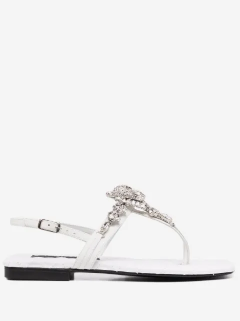 Philipp Plein crystal-skull flat sandals 