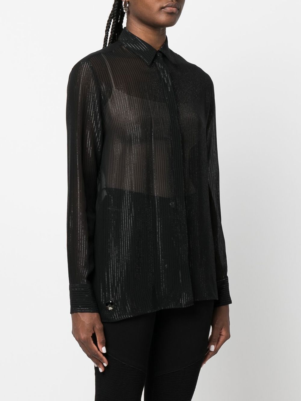 Philipp Plein semi-sheer button-down shirt Women