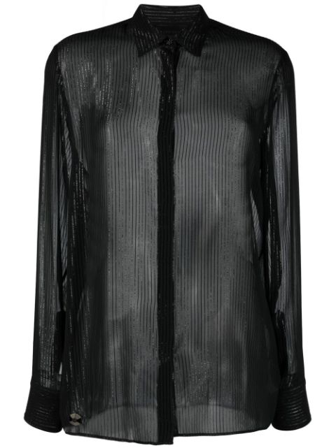 Philipp Plein semi-sheer button-down shirt Women