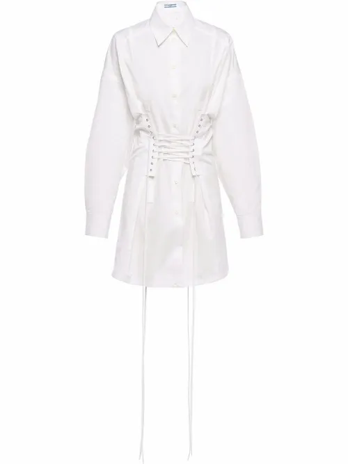 Robe-chemise à détail de laçage - Prada - Modalova