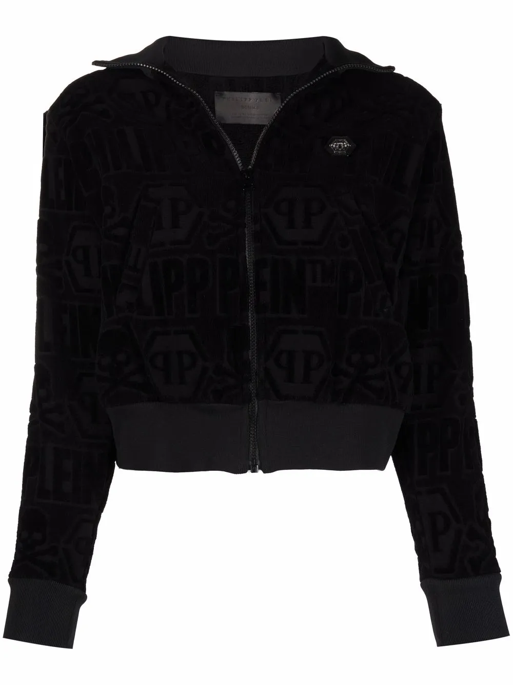 

Philipp Plein cropped monogram logo track jacket - Black