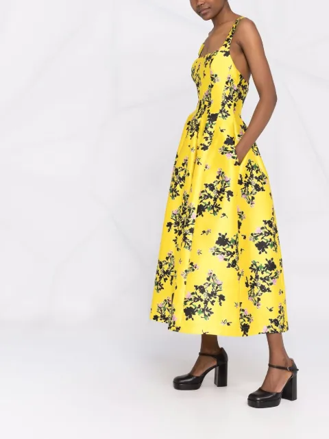 warehouse midi dress in yellow paisley print