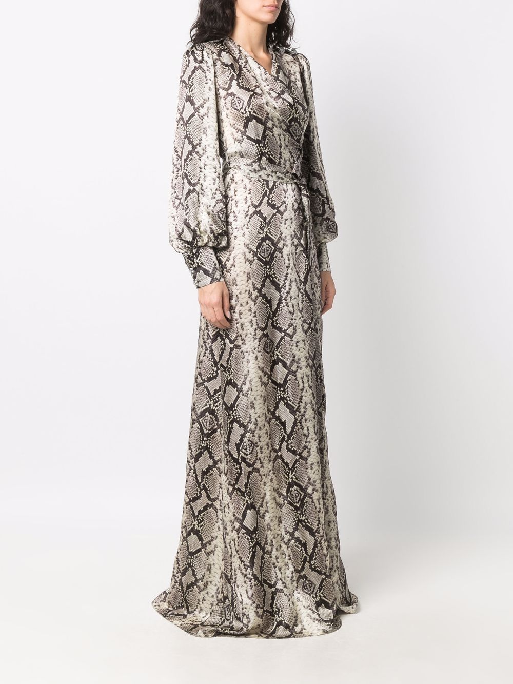 Shop Philipp Plein Python-print Silk Long Dress In Neutrals