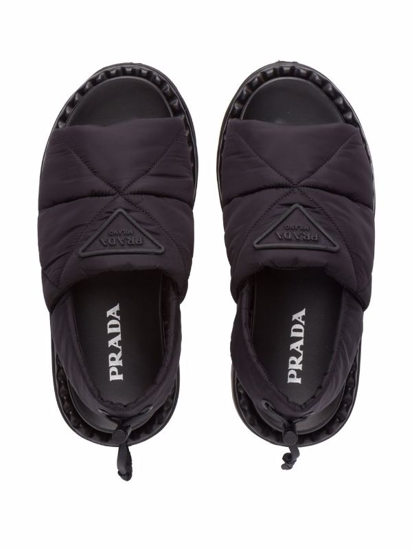 Prada triangle-logo Padded Sandals - 39