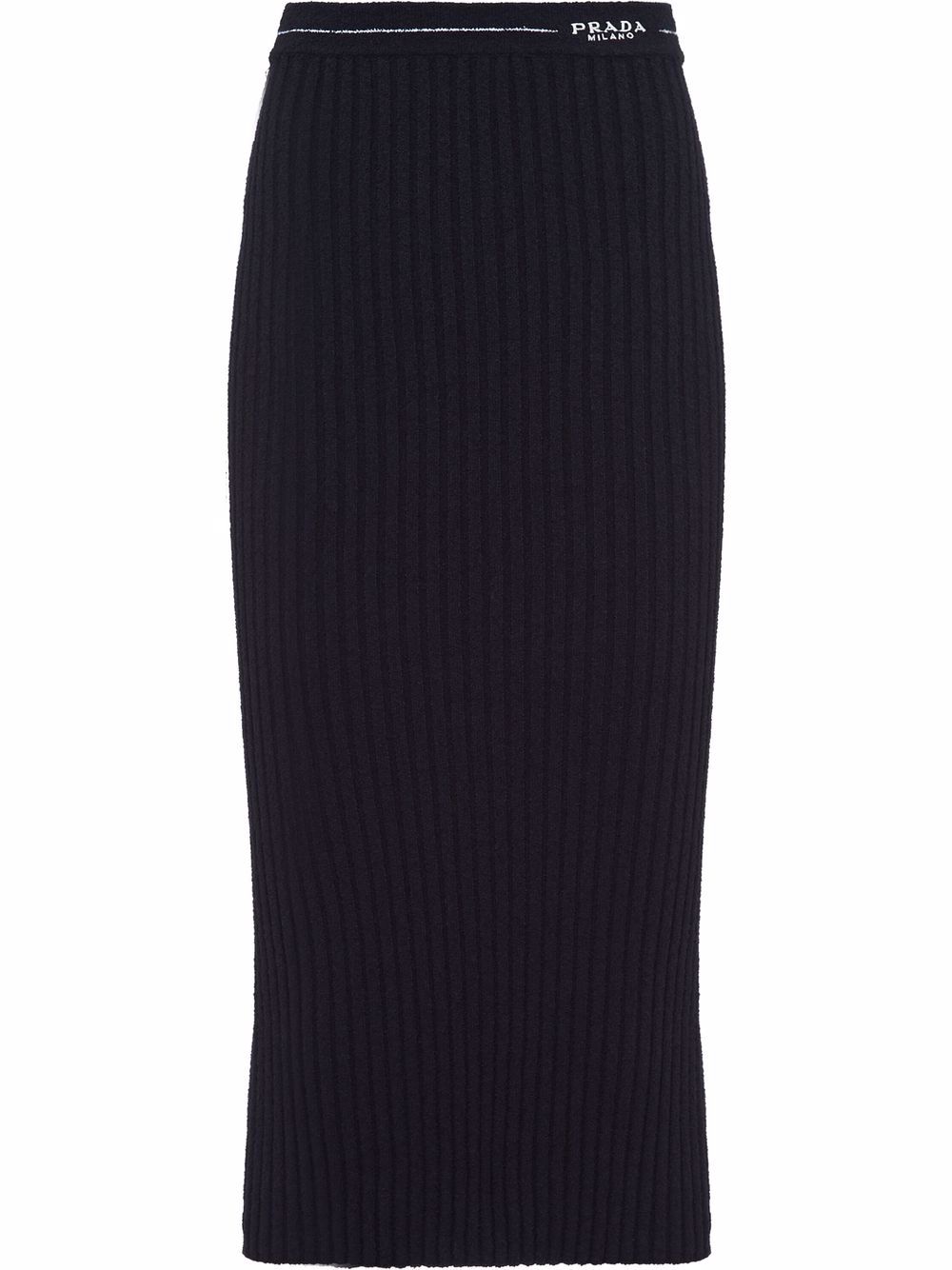 ribbed-knit mid-length skirt
