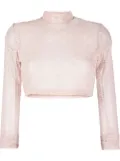 Philipp Plein monogram cropped tulle top - Pink