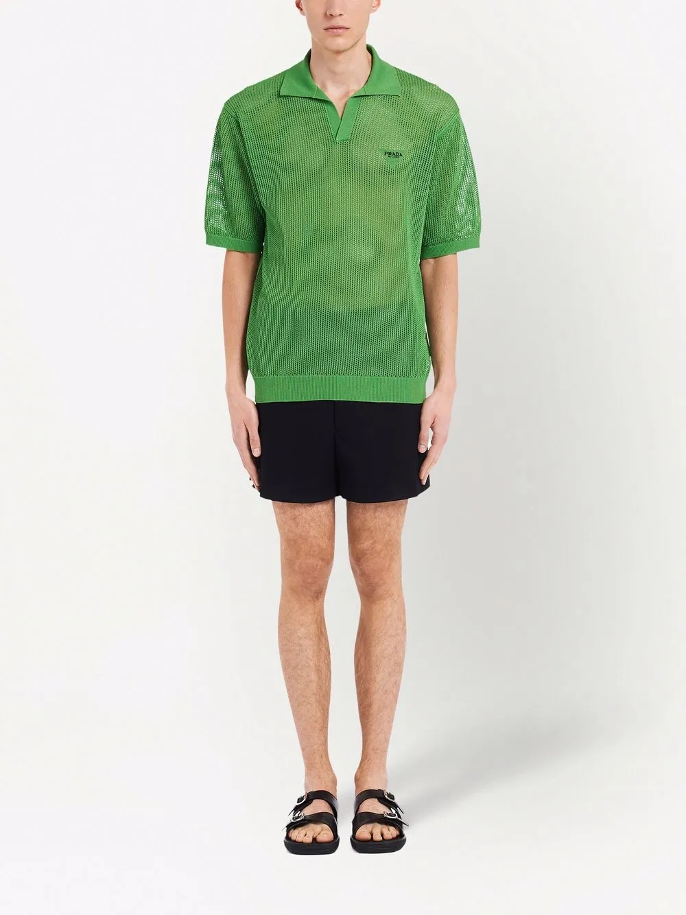 Prada Opengebreid poloshirt - Groen