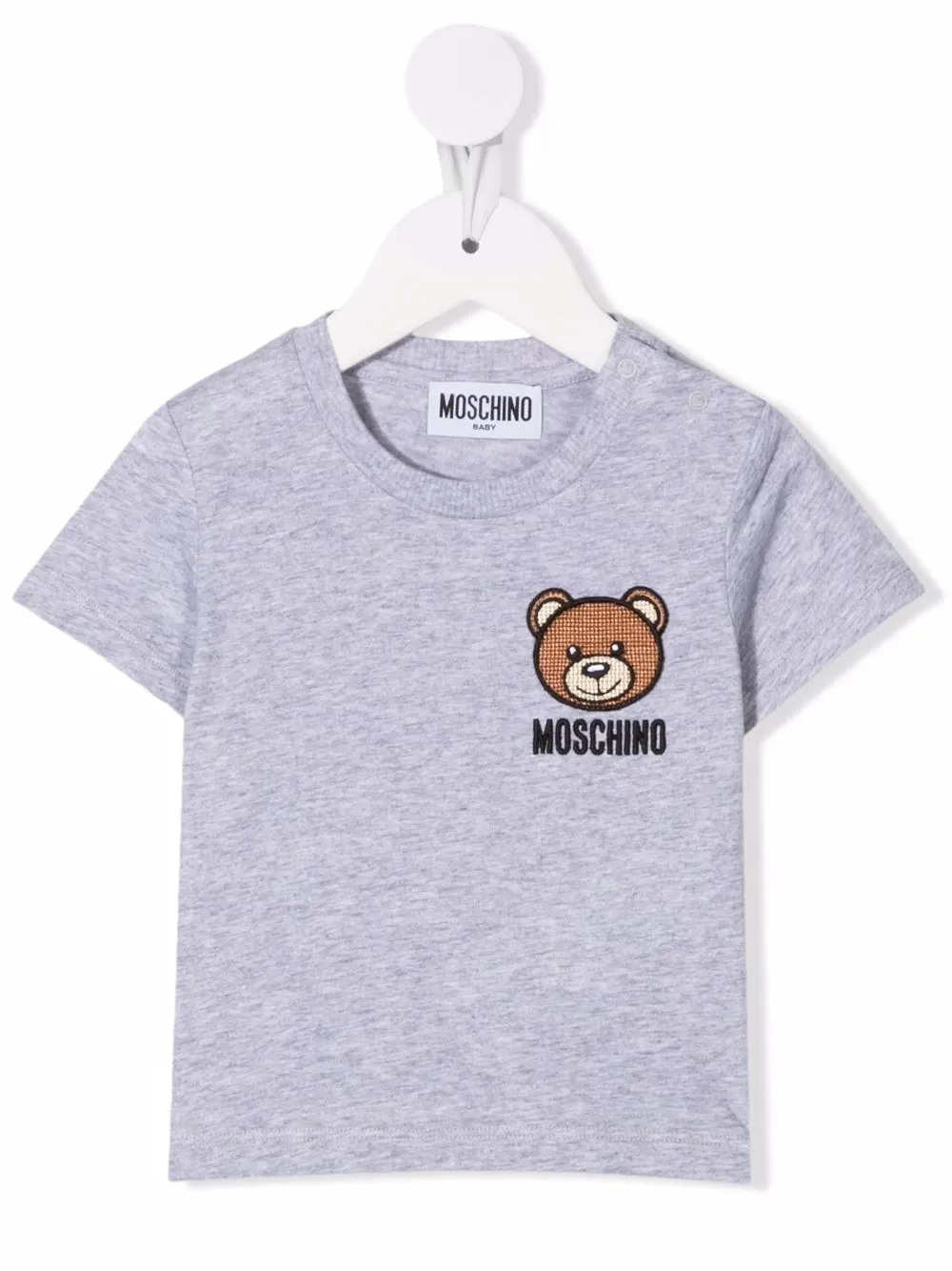 

Moschino Kids playera con bordado Teddy Bear - Gris