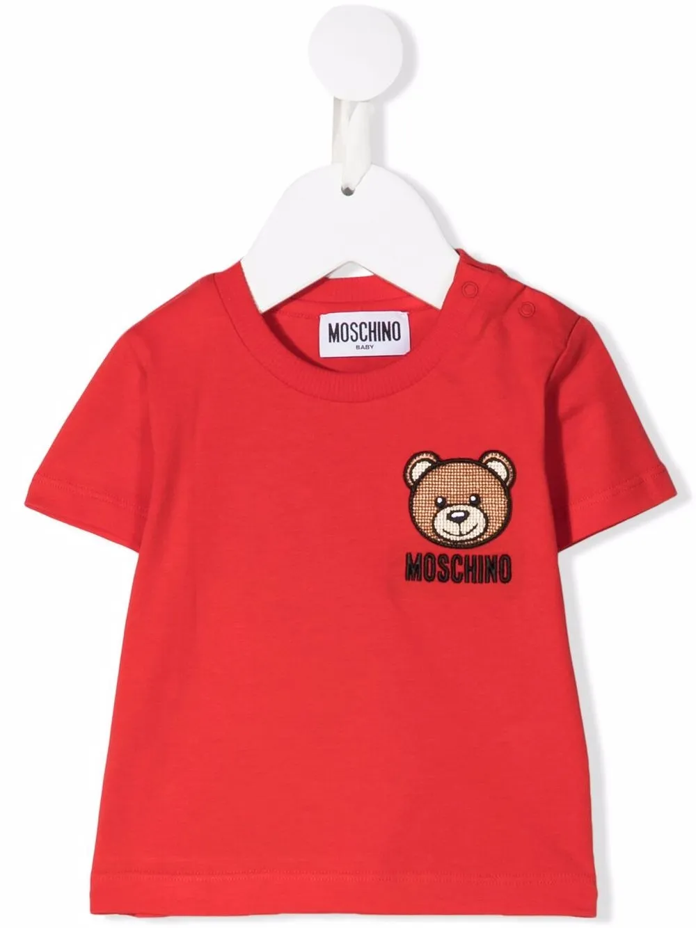 Moschino Kids playera con logo bordado - Rojo