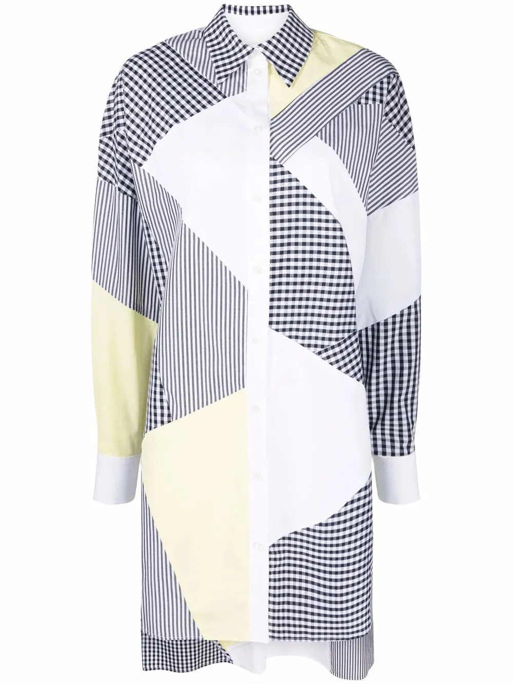 msgm chemise oversize à effet patchwork - blanc