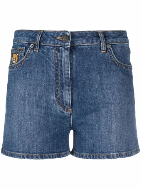 Moschino teddy bear patch denim shorts