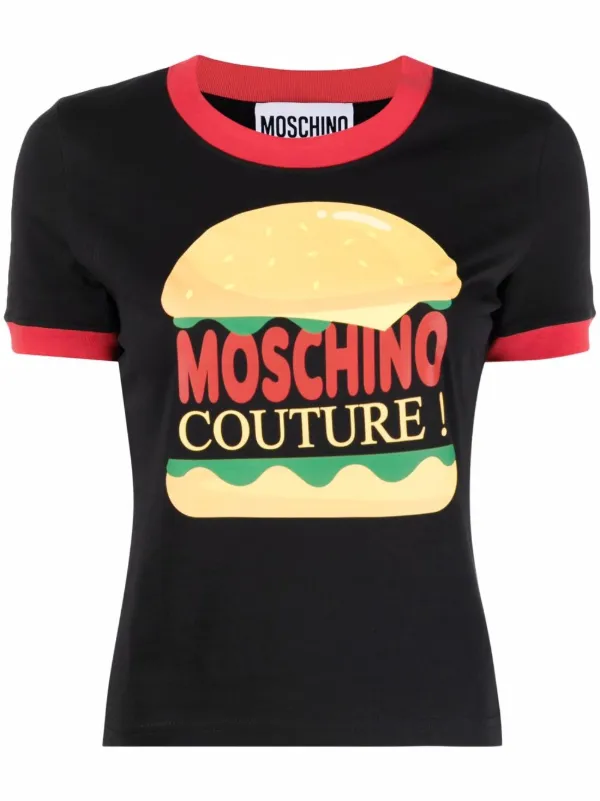 Shop Moschino burger-print T-shirt with 