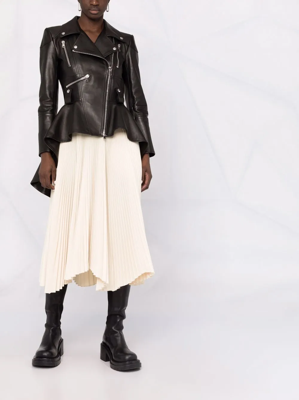 Alexander McQueen Leather Peplum Biker Jacket - Farfetch