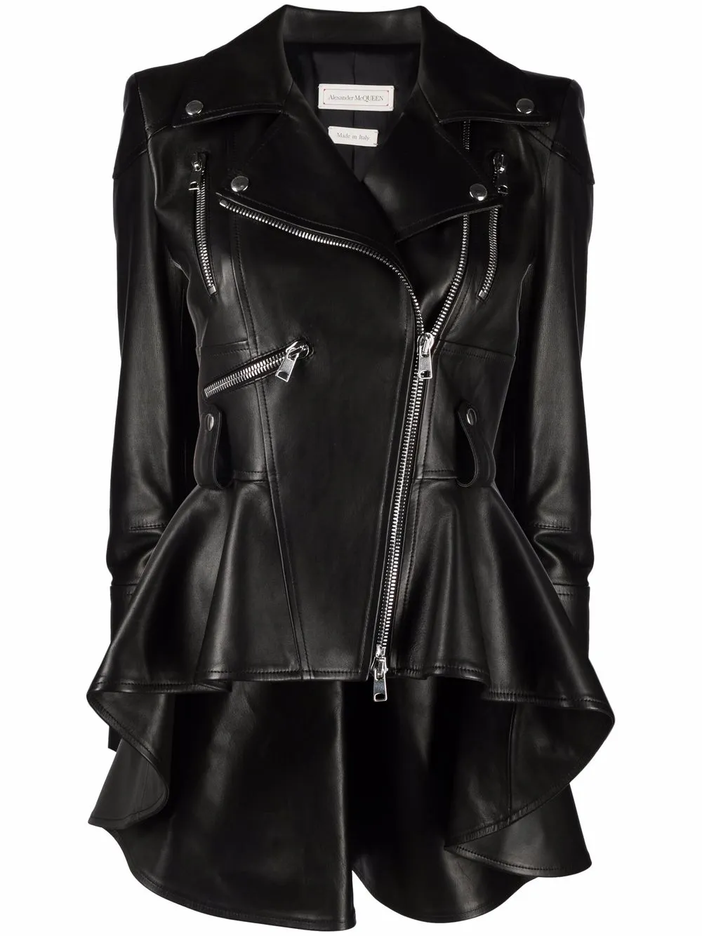 Alexander McQueen Leather Peplum Biker Jacket - Farfetch