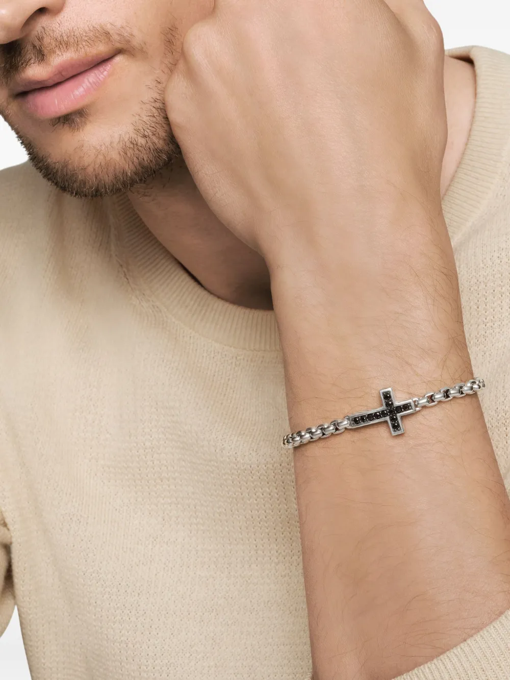  David Yurman Pavé Cross Armband Aus Sterlingsilber 5mm 