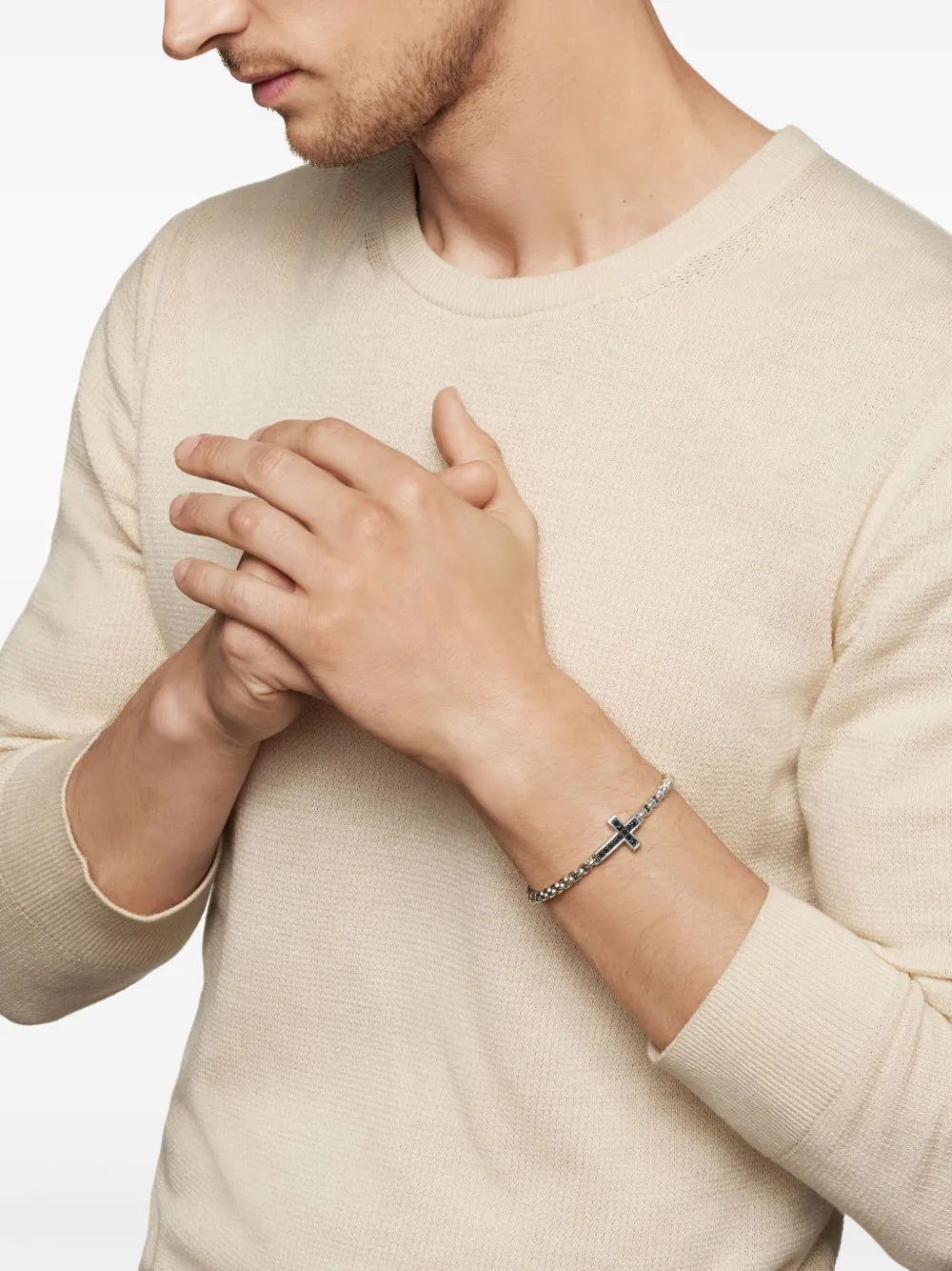 David Yurman bracelet Pavé Cross en argent sterling pavé de diamants (5 mm) | Image 2