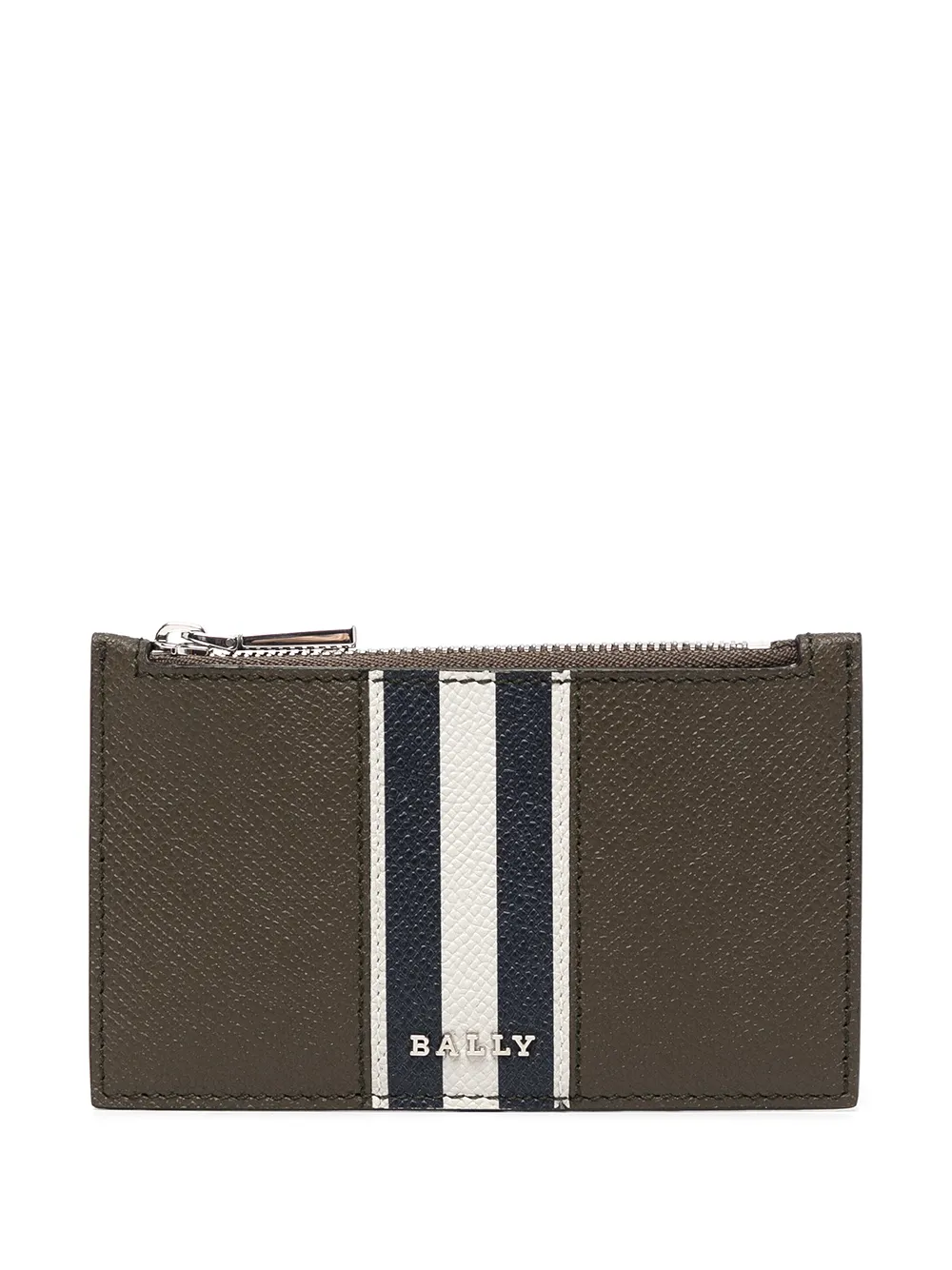 

Bally stripe detail zipped cardholder - Grey