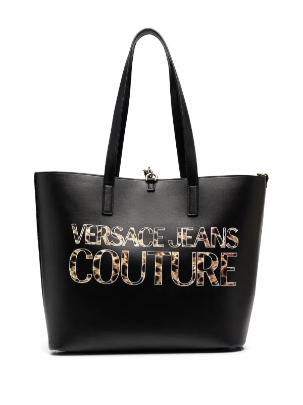 Shop Versace Jeans Couture leopard-print reversible tote bag with Express  Delivery - FARFETCH