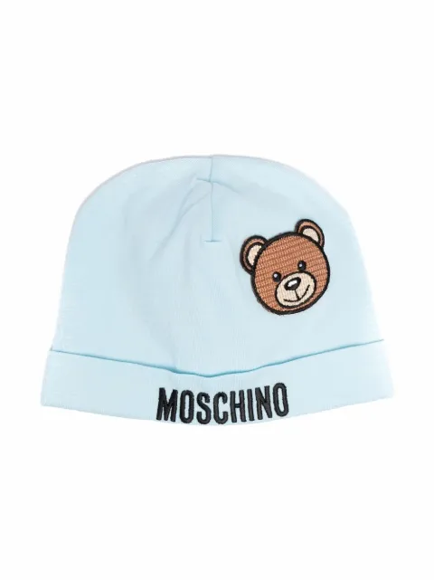 Moschino Kids طاقية منسوجة بشعار الماركة وتيدي