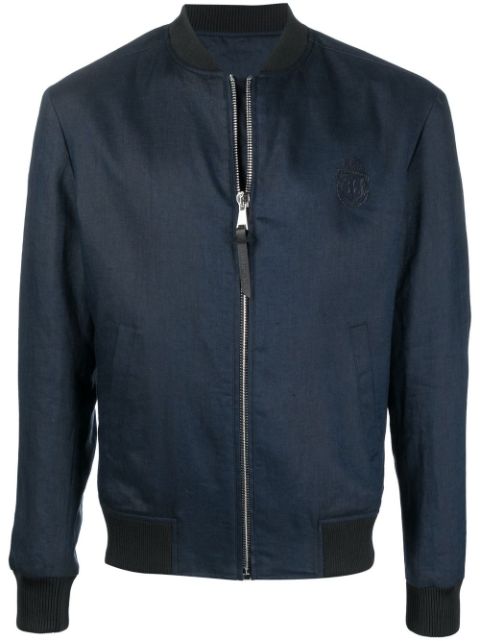 Billionaire crest-motif zip-up bomber jacket 