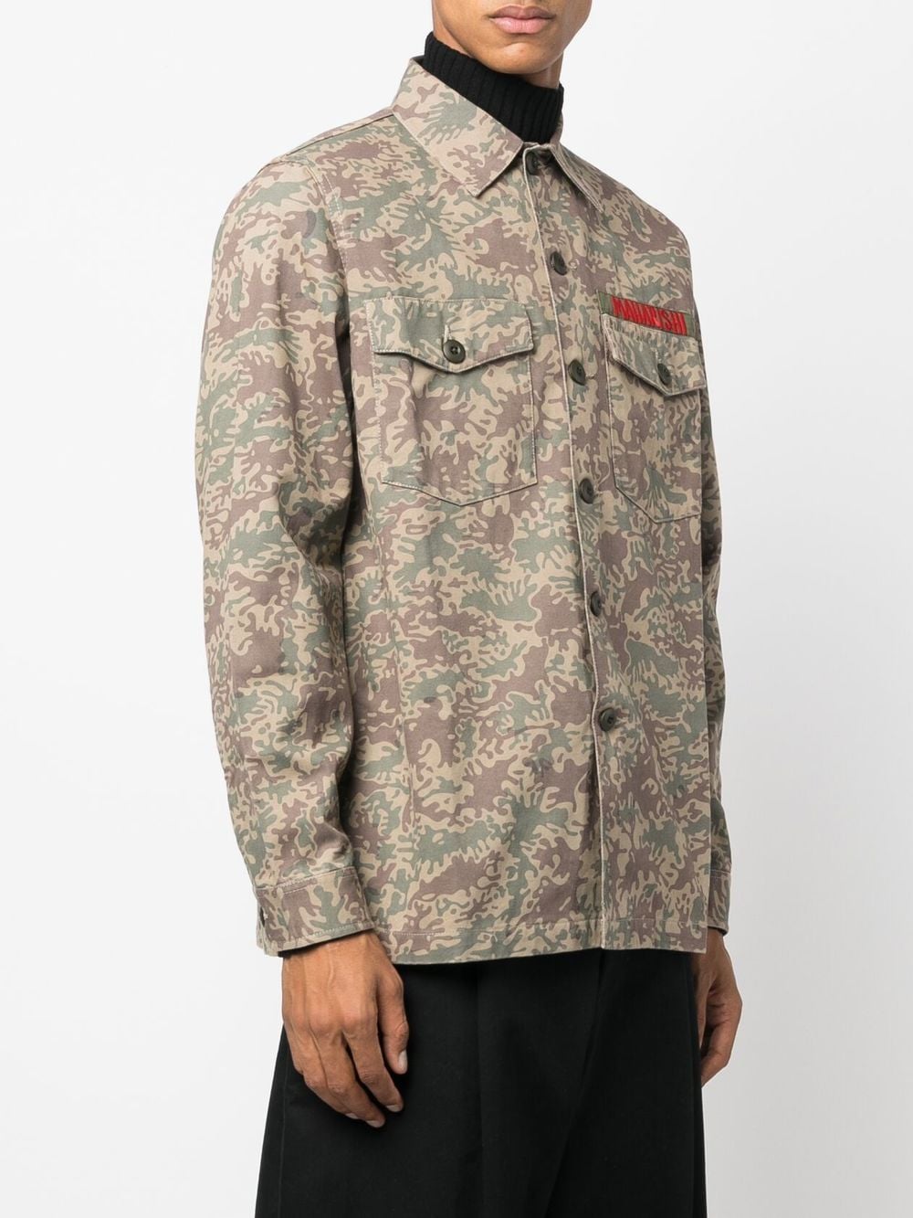 Shop Maharishi Embroidered-tiger Camouflage Shirt In Neutrals