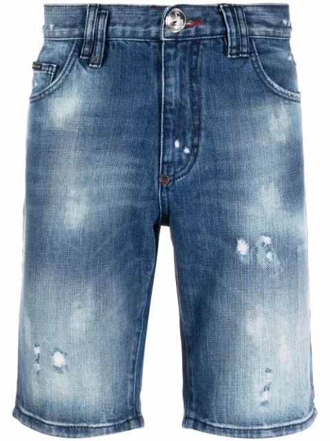 Philipp Plein Distressed Denim Shorts - Farfetch