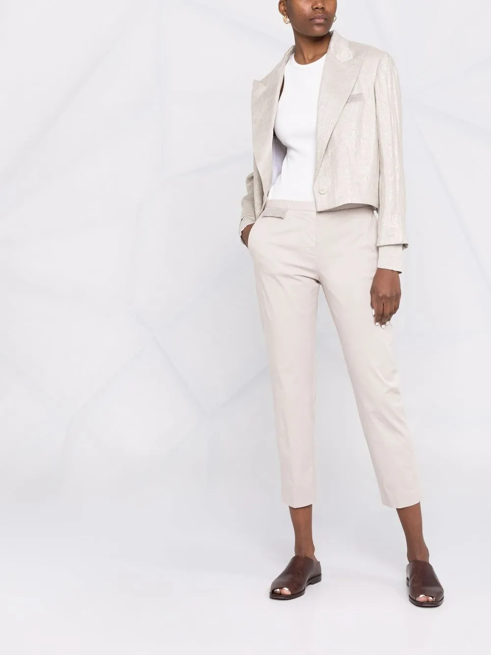 fabianafilippi Fabiana Filippi Pantalon met toelopende pijpen - Beige