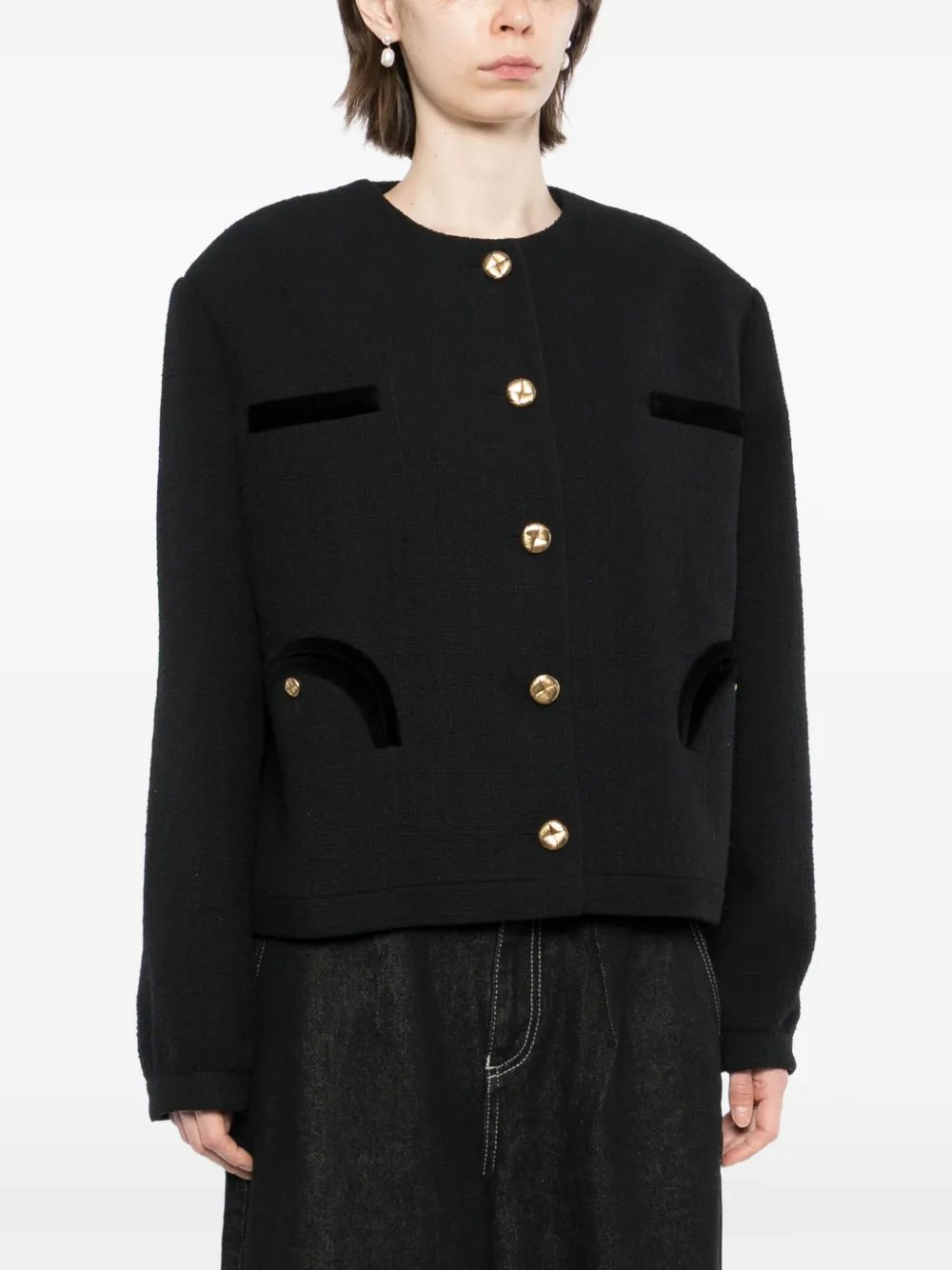  Blazé Milano Missy Tweed Jacke   Schwarz 