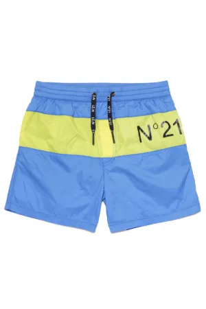 Logo-Print Striped Swim Shorts | N°21 