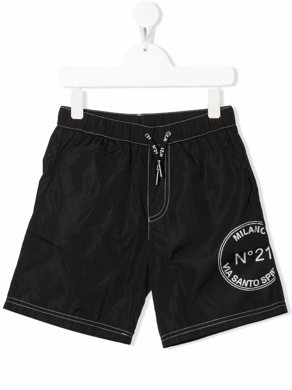 

Nº21 Kids shorts de playa con logo estampado - Negro