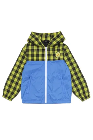 Check-Print Hooded Track Jacket