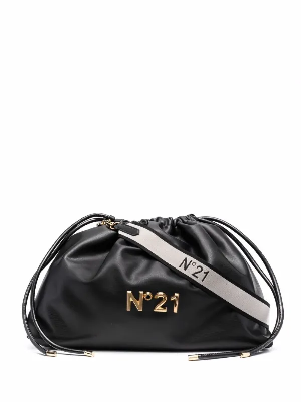 black drawstring evening bag