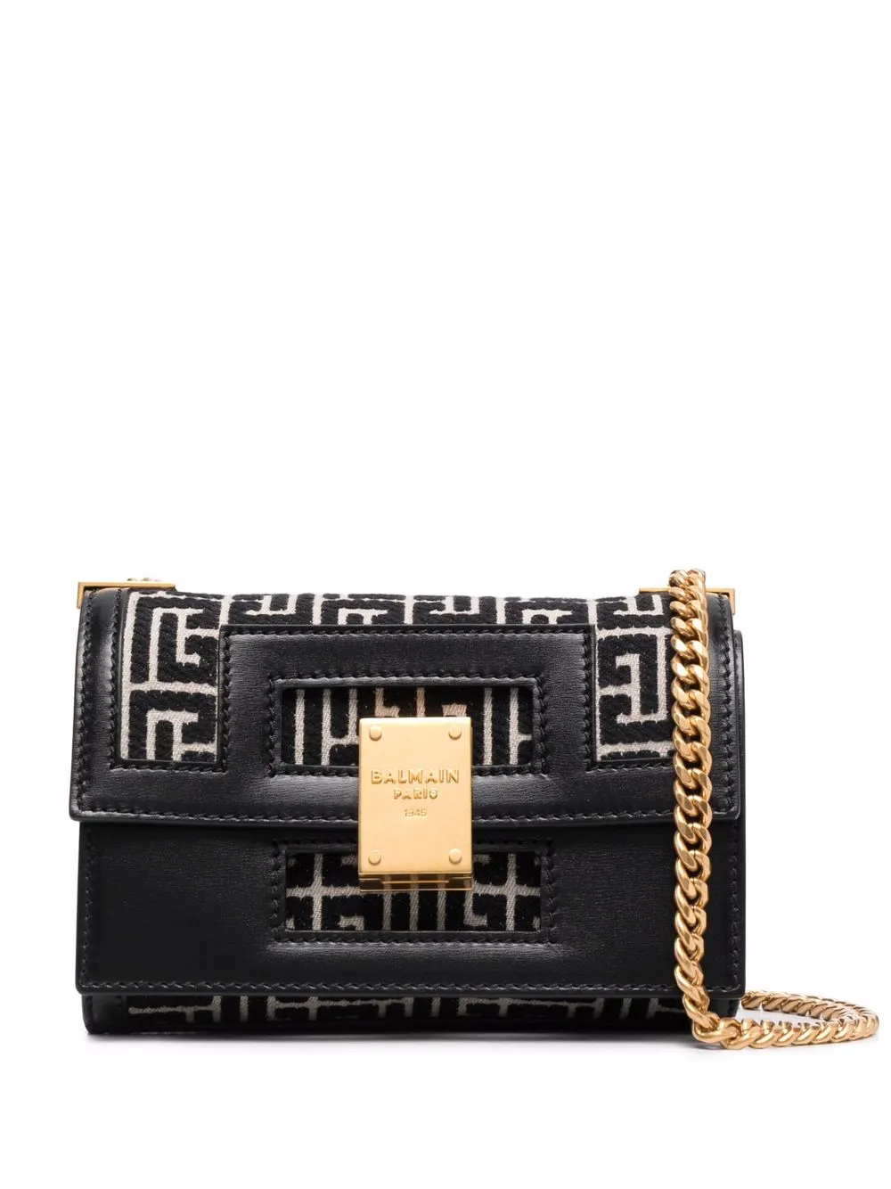 

Balmain bolsa de hombro con monograma en jacquard 1945 - Negro