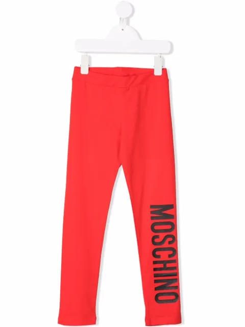 Moschino Kids بنطال بقصة مستقيمة وشعار على الساق