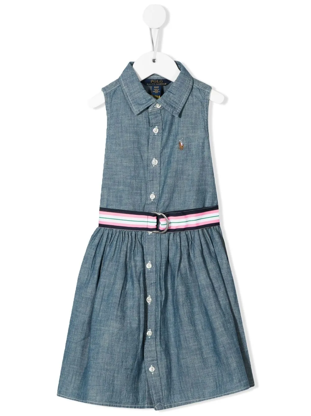 

Ralph Lauren Kids vestido camisero con logo bordado - Azul