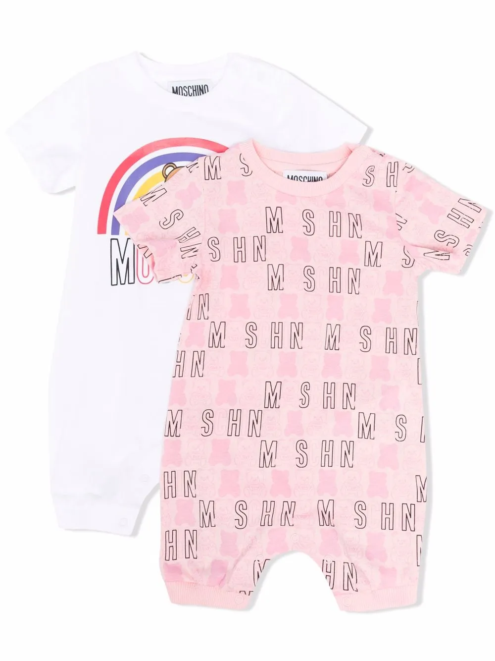 

Moschino Kids pack de dos mamelucos con logo estampado - Rosado