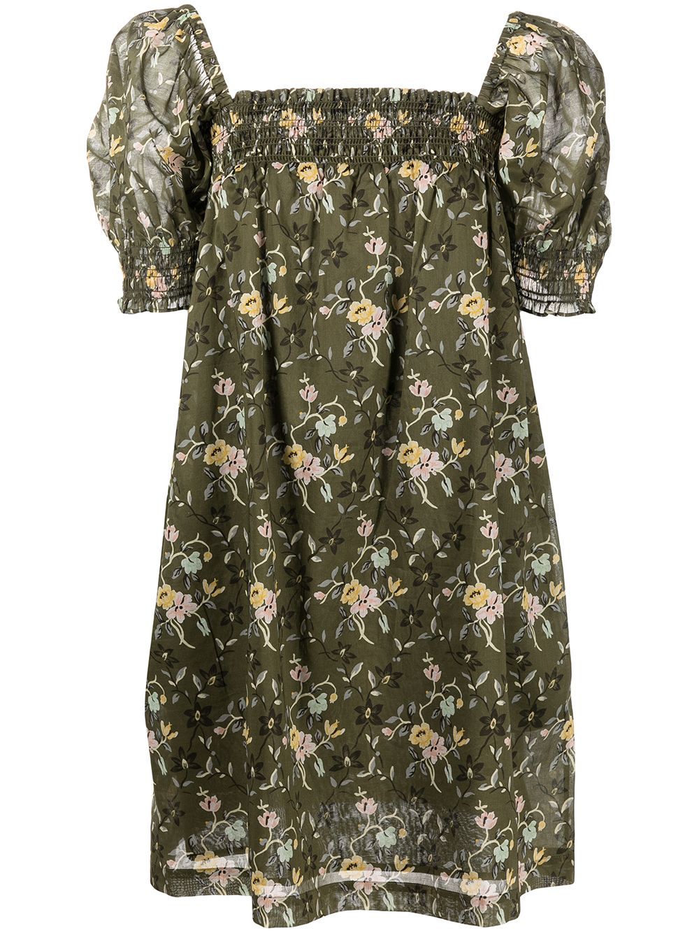 фото Tory burch платье мини со сборками и цветочным принтом