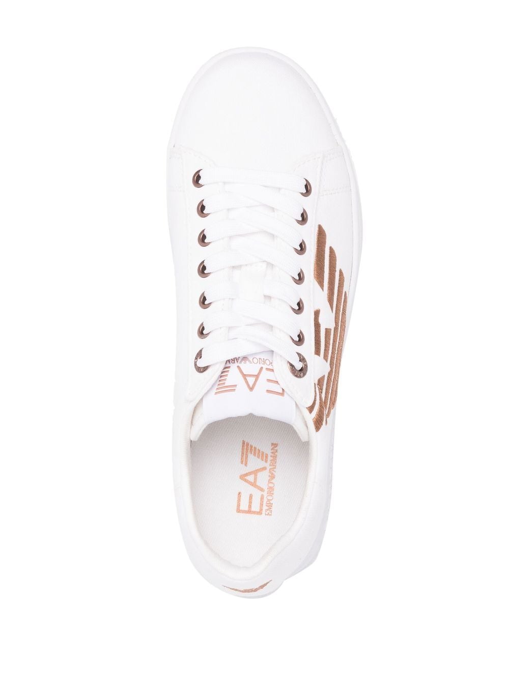 Shop Ea7 Embroidered Logo Sneakers In White