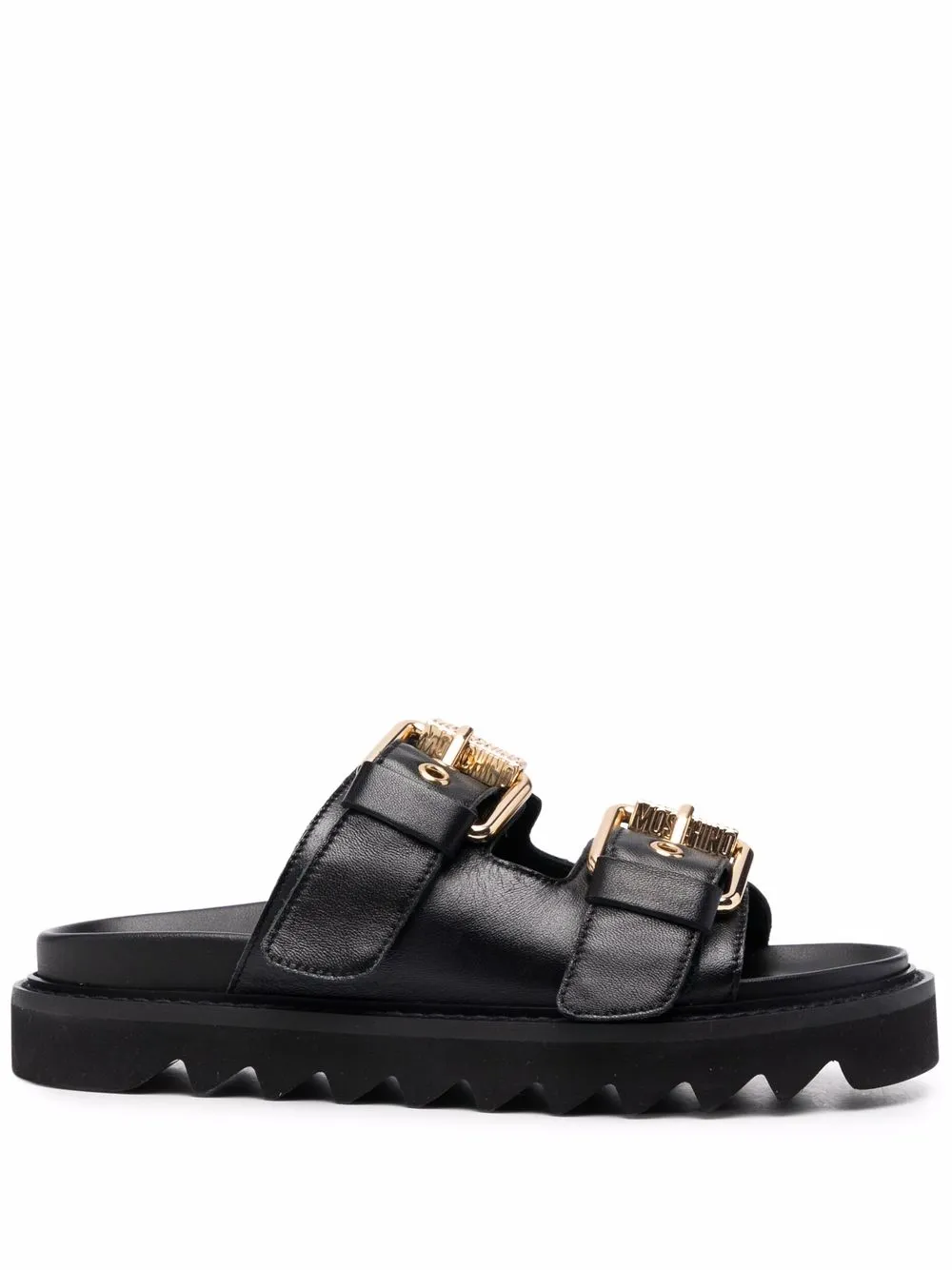 

Moschino sandalias con hebilla y tira doble - Negro