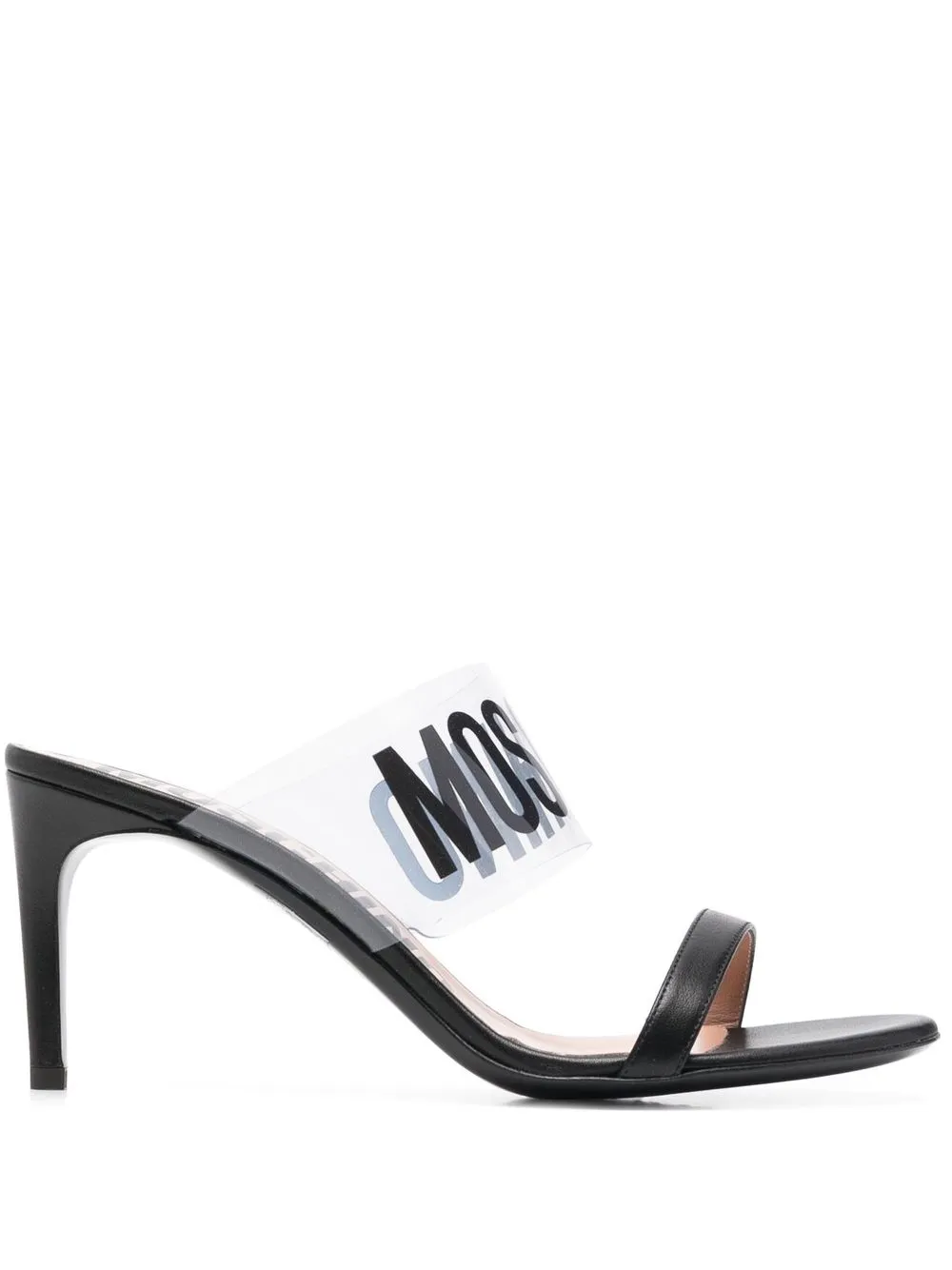 

Moschino logo-strap heeled sandal - Black