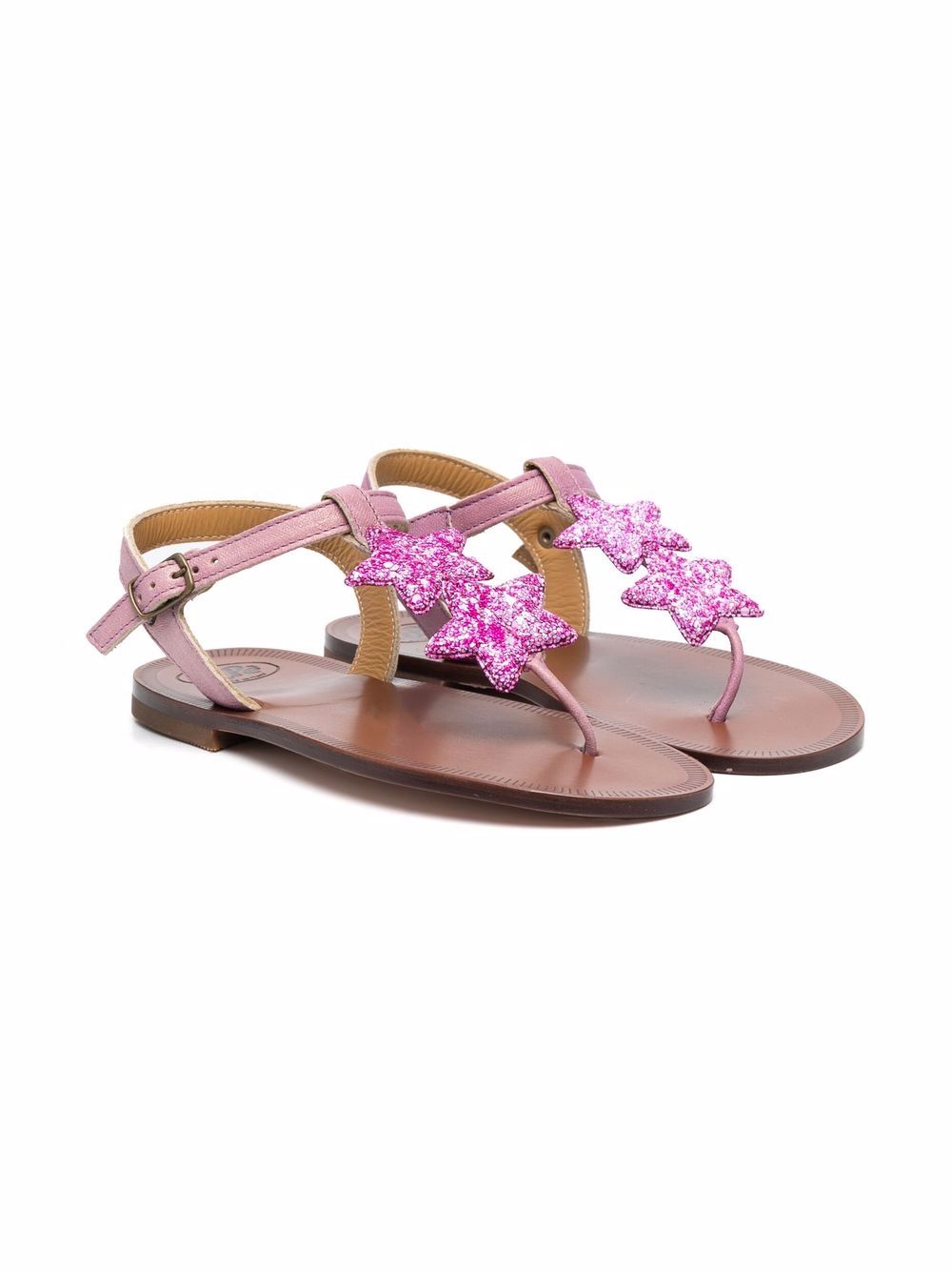 Pèpè Kids' Star-patch Sandals In Pink